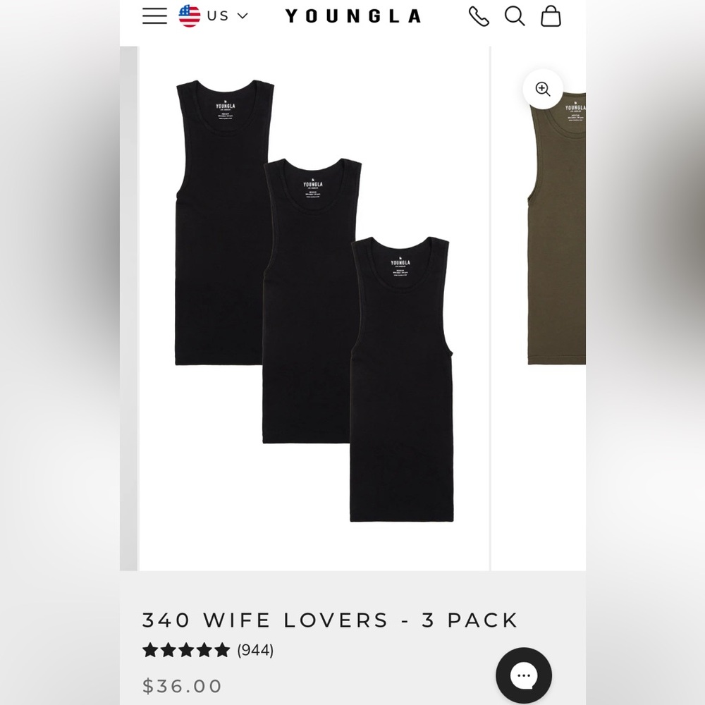 YoungLA Black and Olive Tank Tops 3-Pack